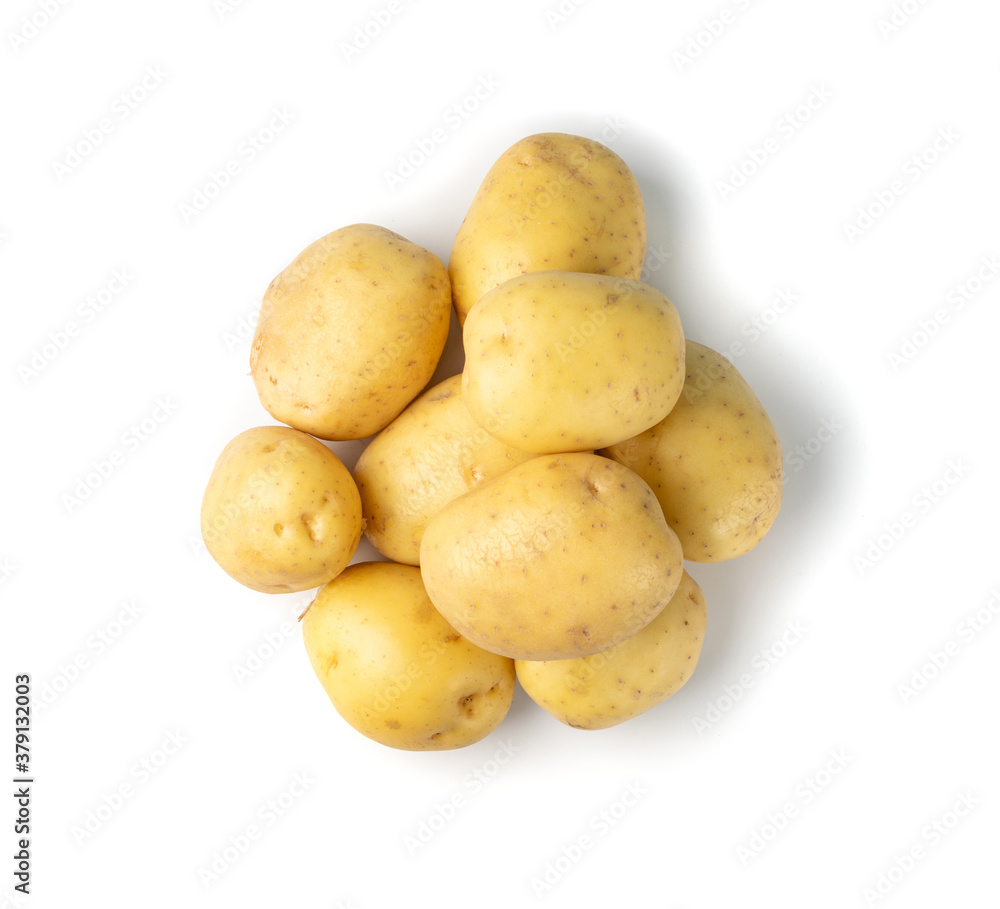 Raw Potatoes Pile Isolated on White Background Raw Potatoes Pile Isolated on White Background