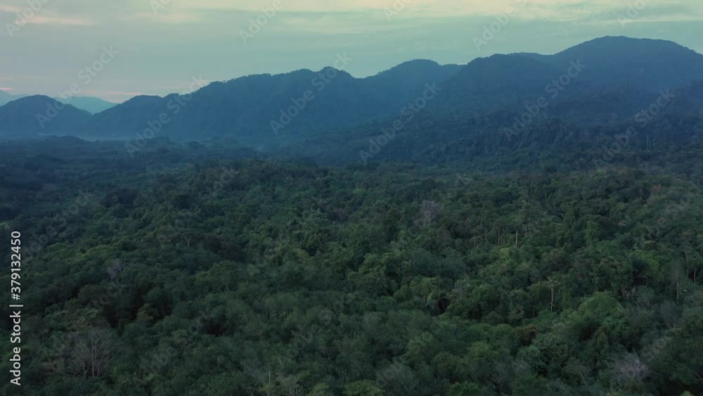 Aerial view of rainforest and mountains in Gunung Leuser National Park, the Tropical Rainforest Heritage of Sumatra, Indonesia Aerial view of rainforest and mountains in Gunung Leuser National Park, the Tropical Rainforest Heritage of Sumatra, Indonesia