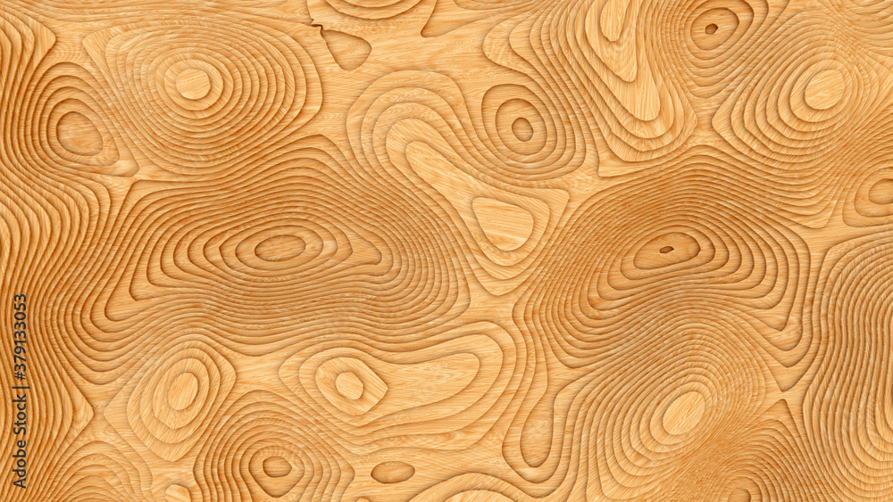 Parametric wood background. Relief abstract wall. 3d rendering illustration. High resolution.