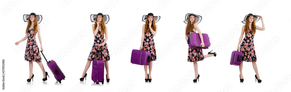 Woman ready for summer holiday isolated on white Woman ready for summer holiday isolated on white