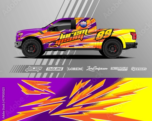 Truck wrap decal graphic design. Abstract stripe racing and sport background. Eps 10