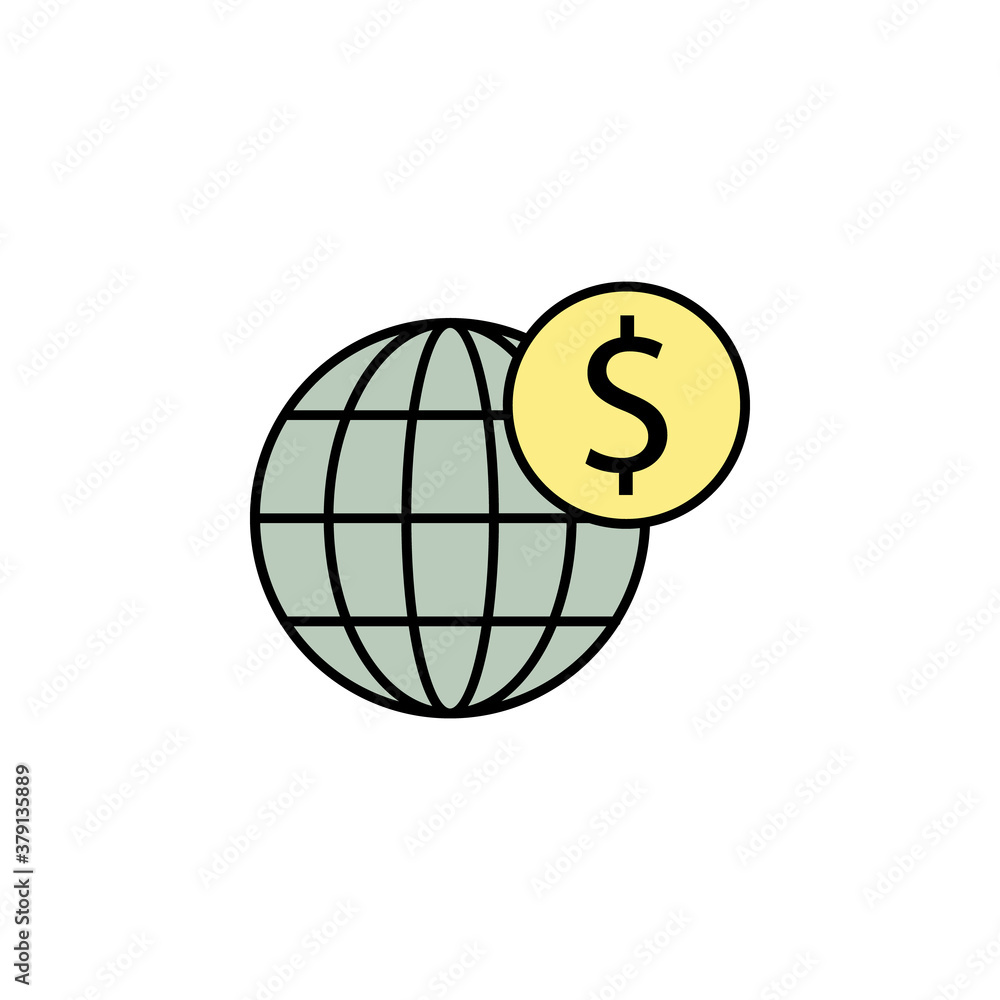global, world, dollar icon. Element of finance illustration. Signs and symbols icon can be used for web, logo, mobile app, UI, UX global, world, dollar icon. Element of finance illustration. Signs and symbols icon can be used for web, logo, mobile app, UI, UX