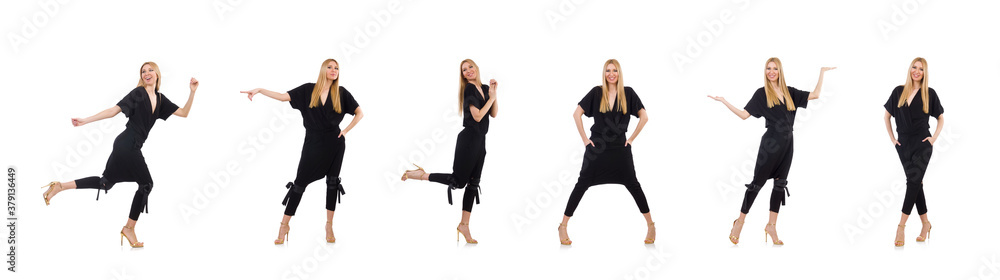 Pretty young woman in black clothing isolated on white Pretty young woman in black clothing isolated on white