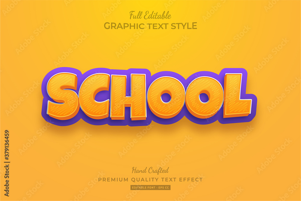 School Cartoon Editable Text Style Effect Premium