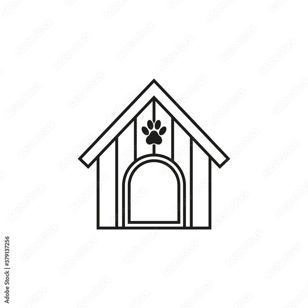 Wooden dog house icon. Vector. Line style. Wooden dog house icon. Vector. Line style.