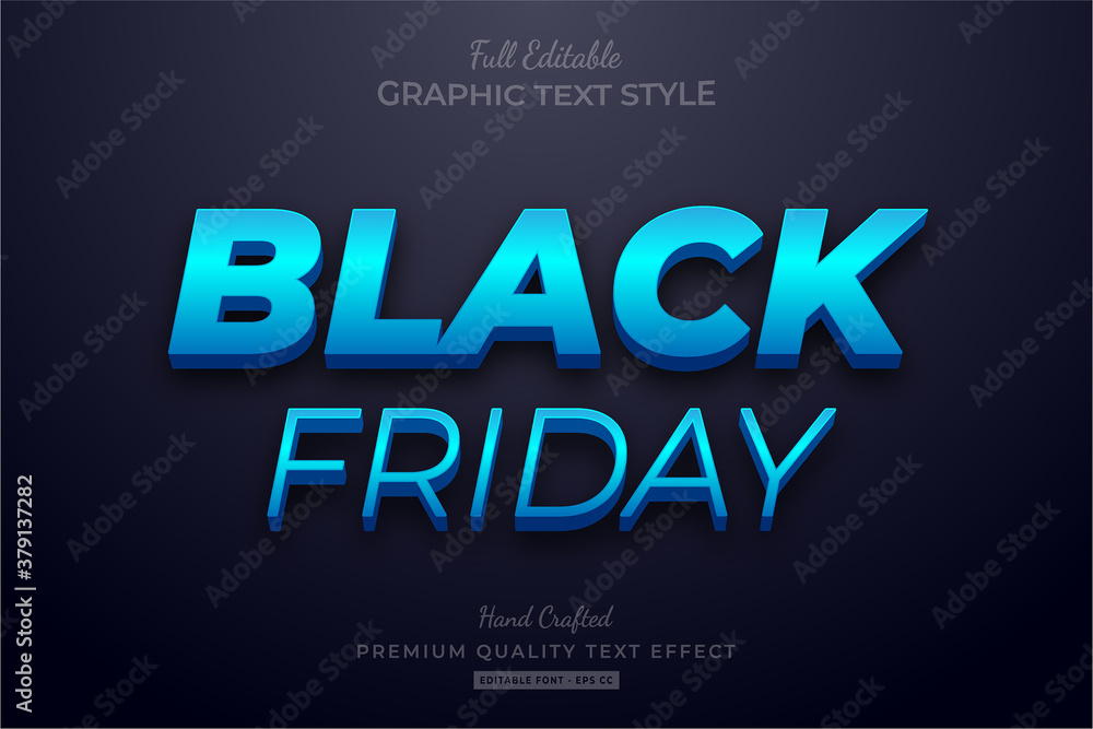 Black Friday Blue Editable Text Style Effect Premium