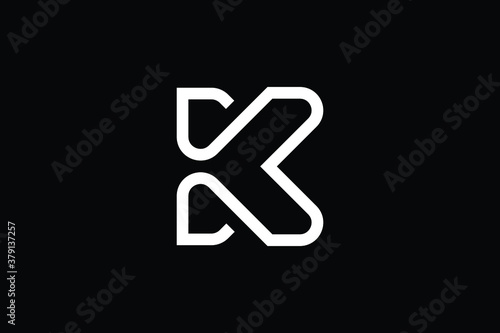 Minimal Innovative Initial K logo and KK logo. Letter K KK DK KD creative elegant Monogram. Premium Business logo icon. White color on black background