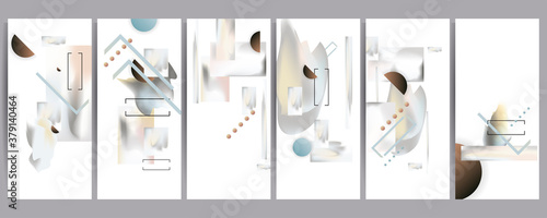 Elegant natural pastel muted pale calm tones card templates set. Collection of romantic invitations with gold abstraction background line color