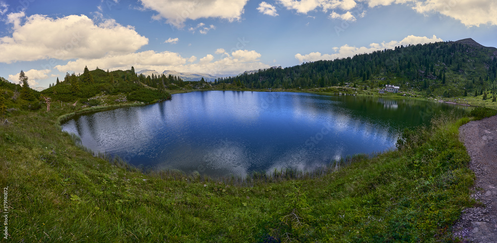 Trekking at Col Bricon lakes in the Dolomites Trekking at Col Bricon lakes in the Dolomites
