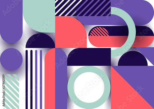 Abstract trendy design geometric shapes pattern on white background