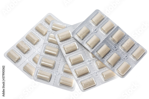anti smoking nicotine gum in a package isolated on a white background