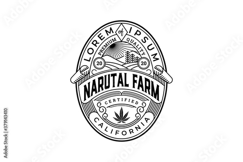 cannabis or Hemp Farm Logo Badge Design