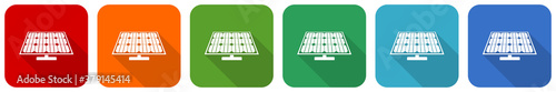 Solar panel, clean energy, power icon set, flat design vector illustration in 6 colors options for webdesign and mobile applications