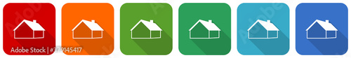 House and real estate concept icon set, flat design vector illustration in 6 colors options for webdesign and mobile applications