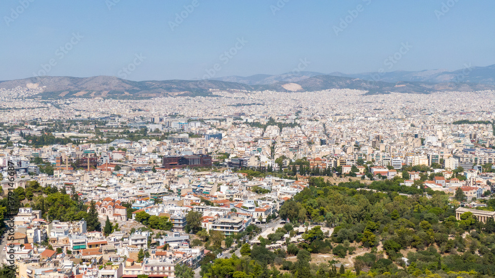 Aerial view of Parthenon and Acropolis of Athens, Greece 