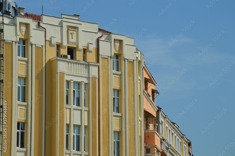 A picture of buildings in Plovdiv, Bulgaria.