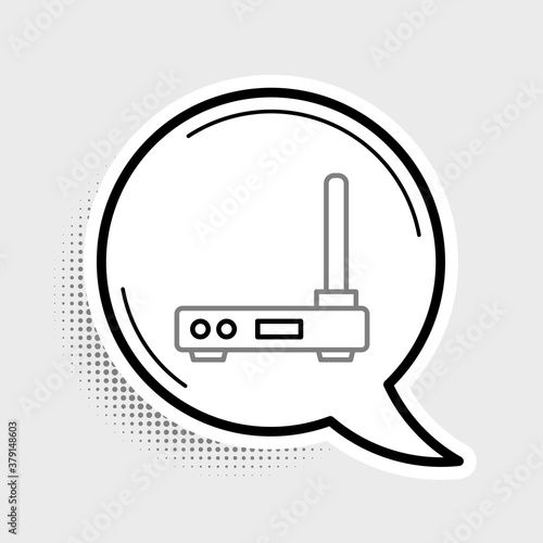 Line Router and wi-fi signal symbol icon isolated on grey background. Wireless ethernet modem router. Computer technology internet. Colorful outline concept. Vector.