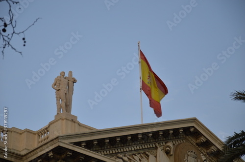 A spanish flag in Barcelona, Spain