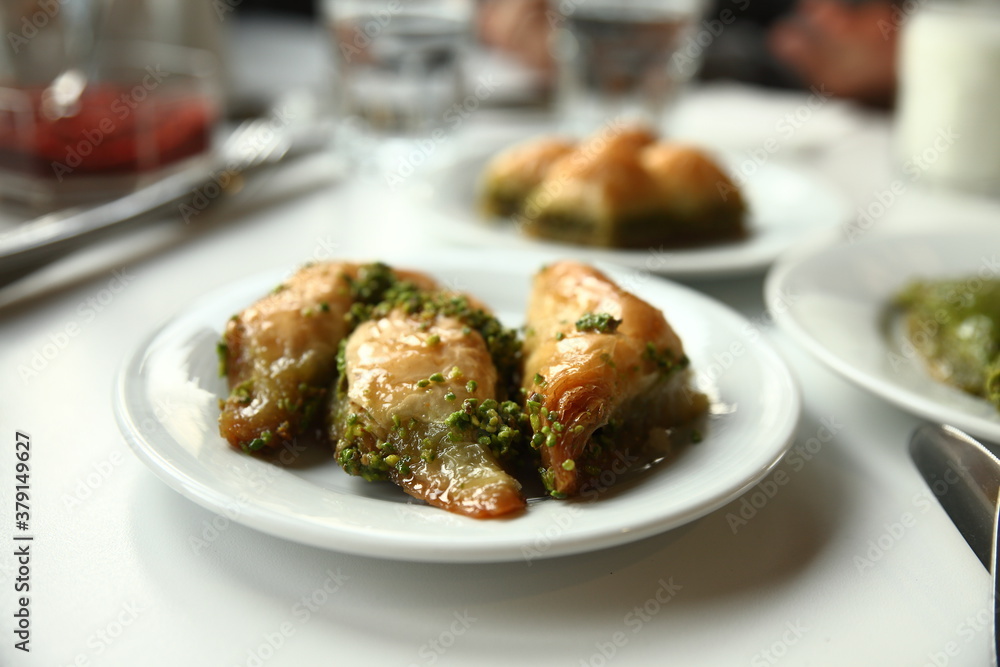Traditional Turkish Baklava with pistachio