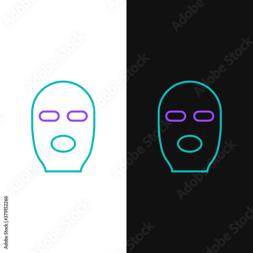 Line Thief mask icon isolated on white and black background. Bandit mask, criminal man. Colorful outline concept. Vector.