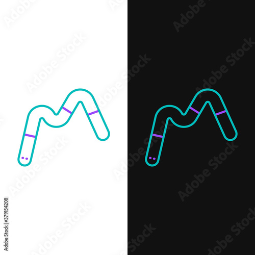 Line Jelly worms candy icon isolated on white and black background. Colorful outline concept. Vector.