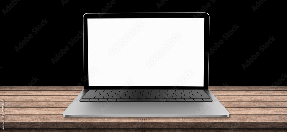 laptop isolated on black background, 3D Rendering