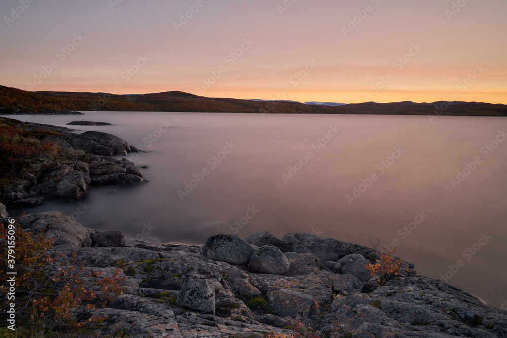 Mountain landscape from Vats, Hallingdal. Shot in the autumn at sunset.