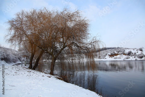 Winter landscape on Lake Sot, Serbia