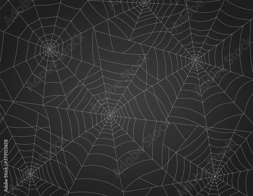 Spooky Spider Web Halloween Background Black and White Vector CMYK Printer-Safe Colors
