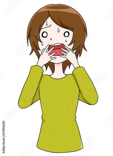 困惑して慌てる女性