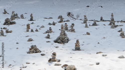 stones in snow