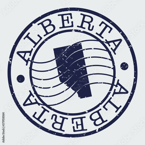 Alberta Canada Stamp Postal. A Map Silhouette Seal. Passport Round Design. Vector Icon Design Retro Travel.