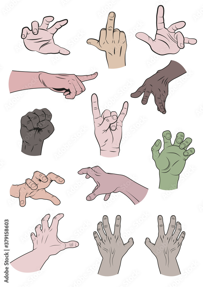 Fototapeta premium Comic Book Art Style Hand Gestures 
