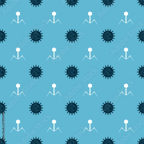Set Virus and Bacteria bacteriophage on seamless pattern. Vector.