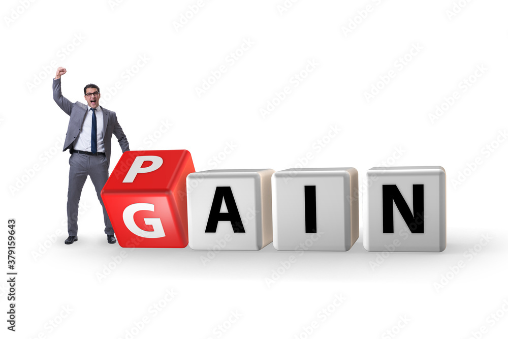 No pain no gain concept with businessman No pain no gain concept with businessman