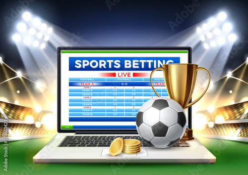 Vászonkép Vector online sports betting mobile app laptop