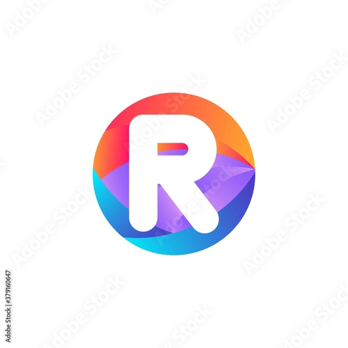 r letter Circle logo design. Ellipse logo with gradient.