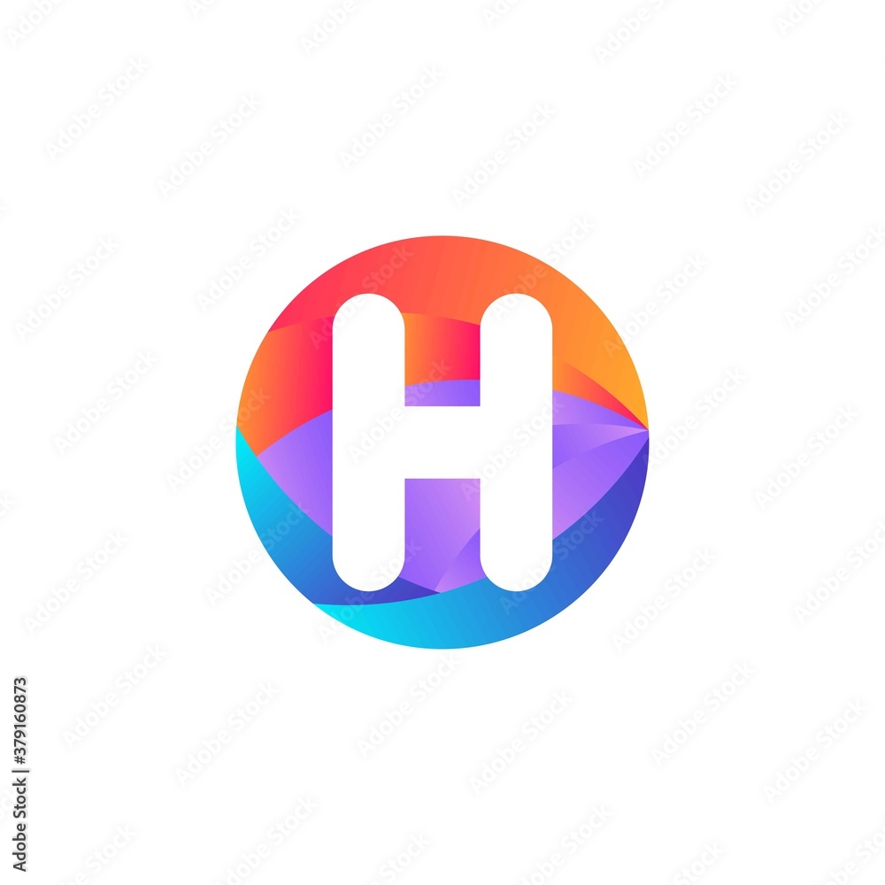 h letter Circle logo design. Ellipse logo with gradient. h letter Circle logo design. Ellipse logo with gradient.
