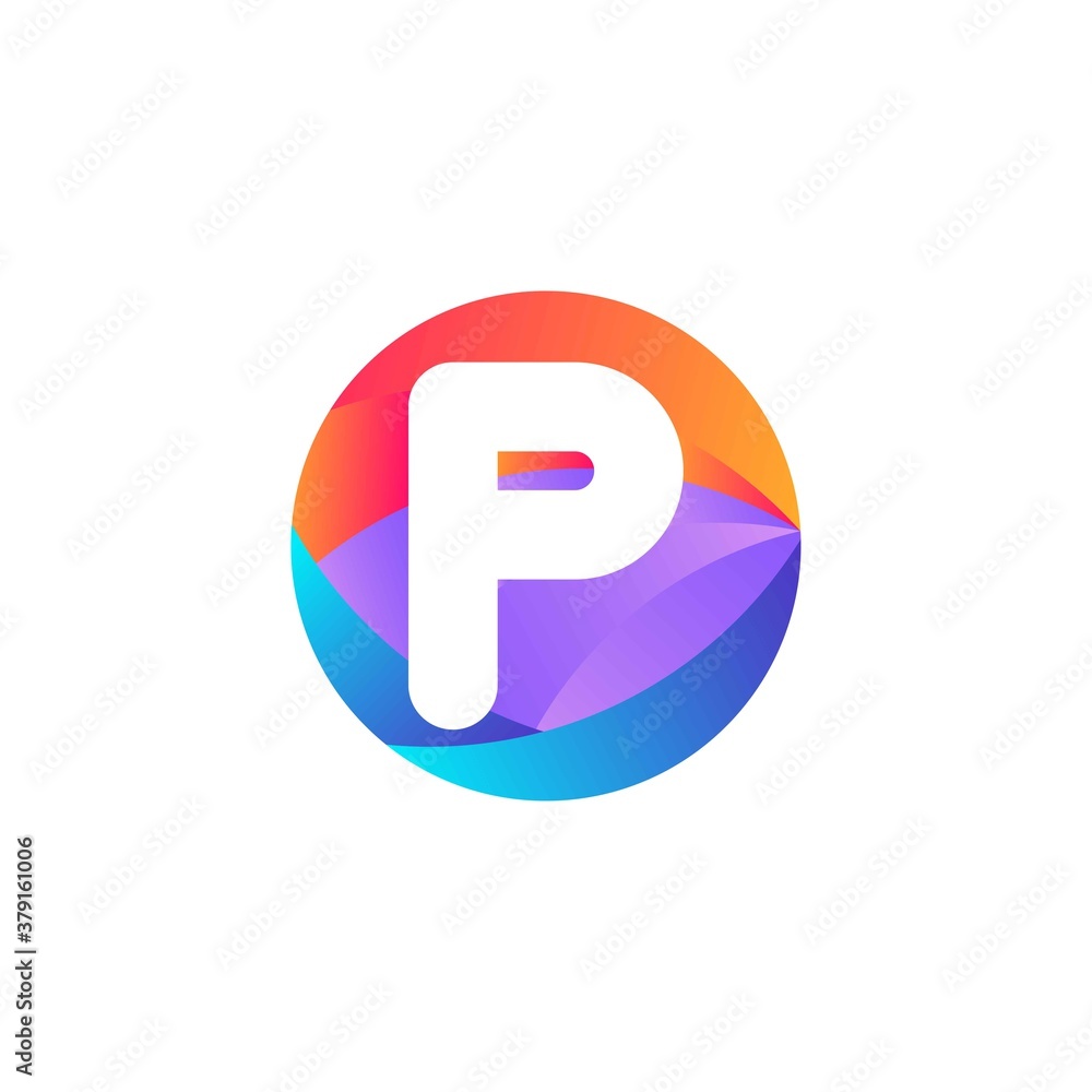 p letter Circle logo design. Ellipse logo with gradient. p letter Circle logo design. Ellipse logo with gradient.