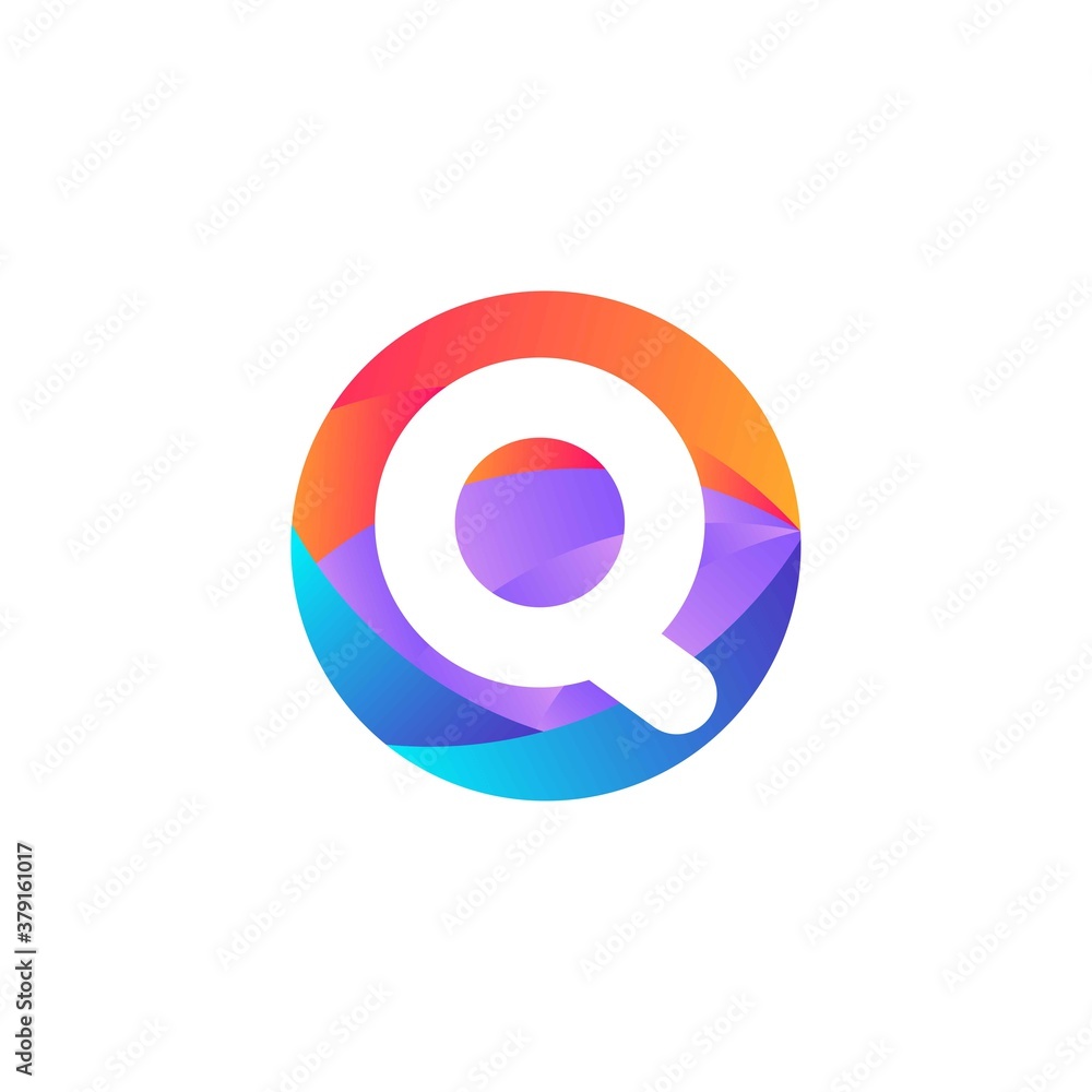 q letter Circle logo design. Ellipse logo with gradient. q letter Circle logo design. Ellipse logo with gradient.