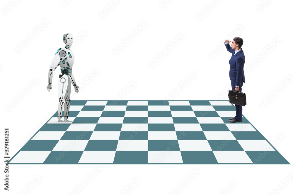 Concept of rivalry between robots and humans Concept of rivalry between robots and humans