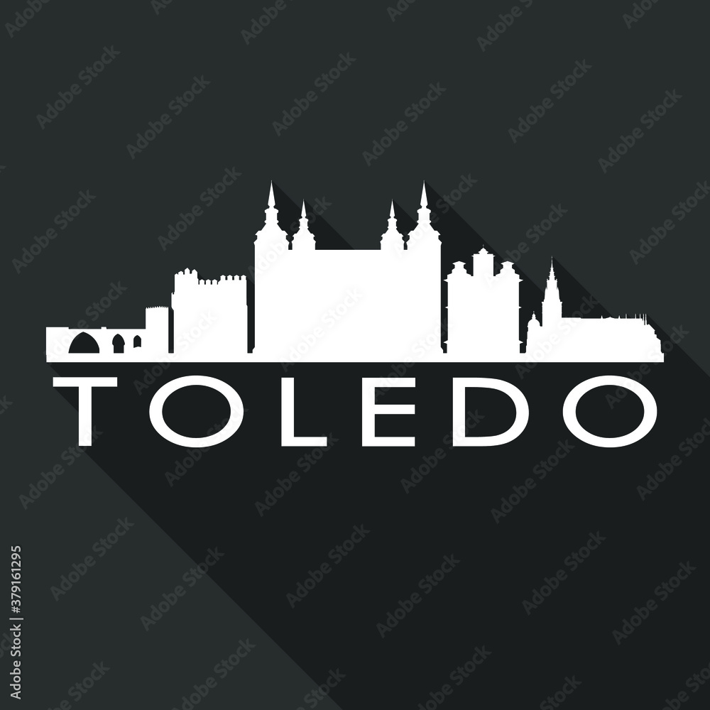 Toledo Spain Europe Flat Icon Skyline Silhouette Design City Vector Art Famous Buildings.