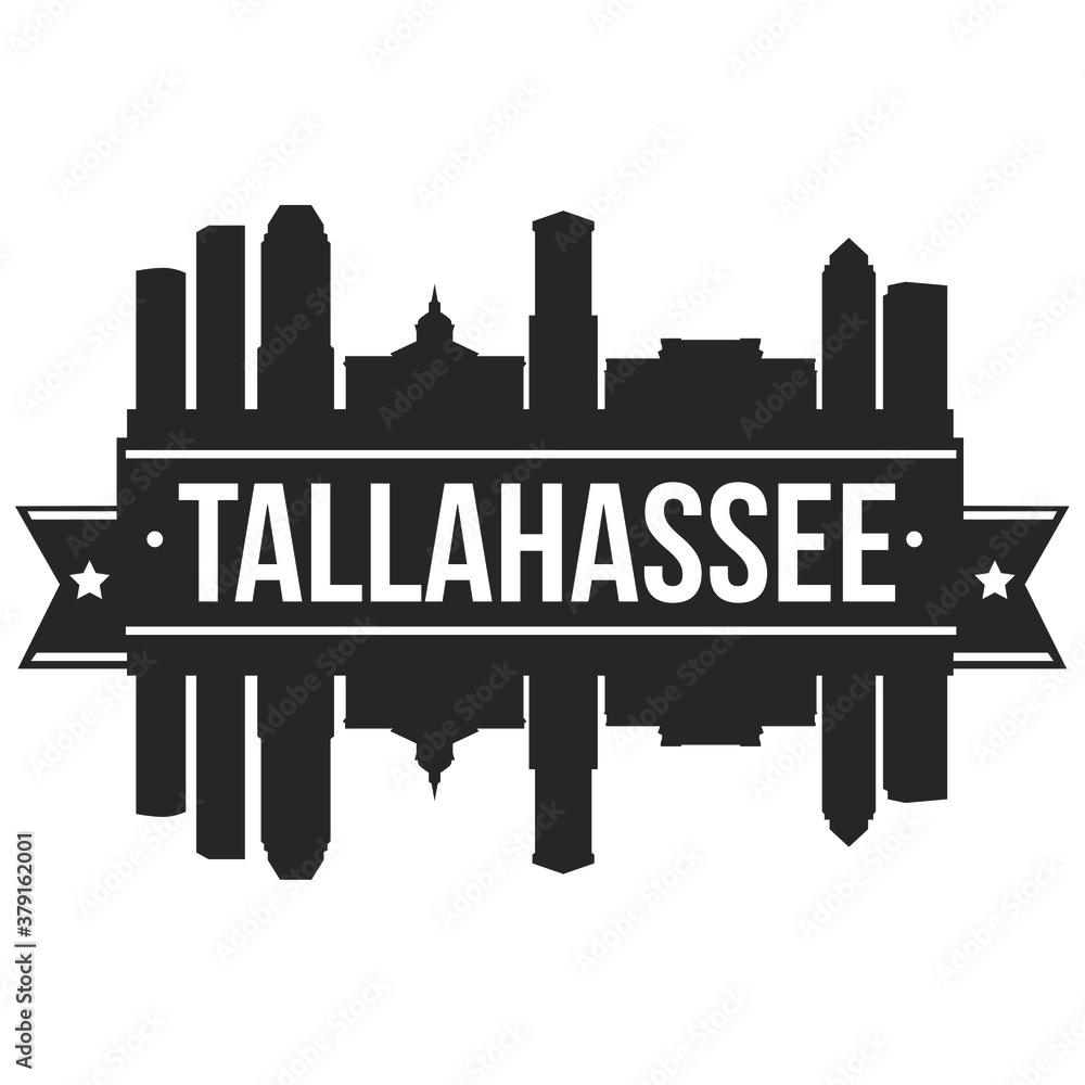 Tallahassee Skyline Silhouette Design City Vector Art Landmark.