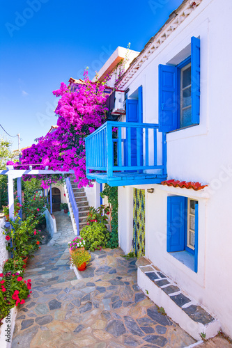 Fototapeta Naklejka Na Ścianę i Meble -  The old village of Chora in Alonnisos island, Greece. 