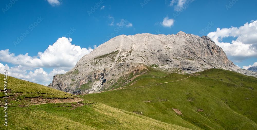 Fototapeta premium Panoramic view on the south side of the Sassopiatto, South Tyrolean Dolomites