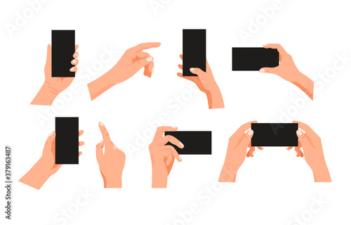 Human gesture using modern smartphone vector clipart