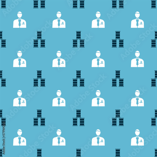 Set Barrel oil and Businessman or stock market trader on seamless pattern. Vector.