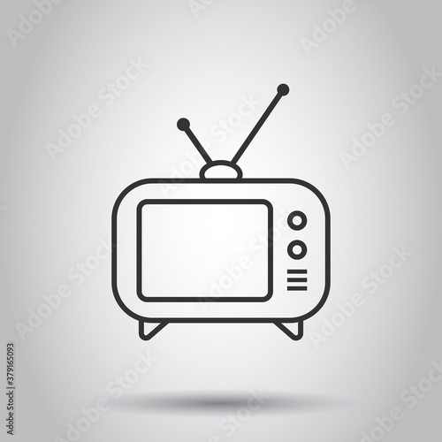 Tv icon in flat style. Television sign vector illustration on white isolated background. Video channel business concept.