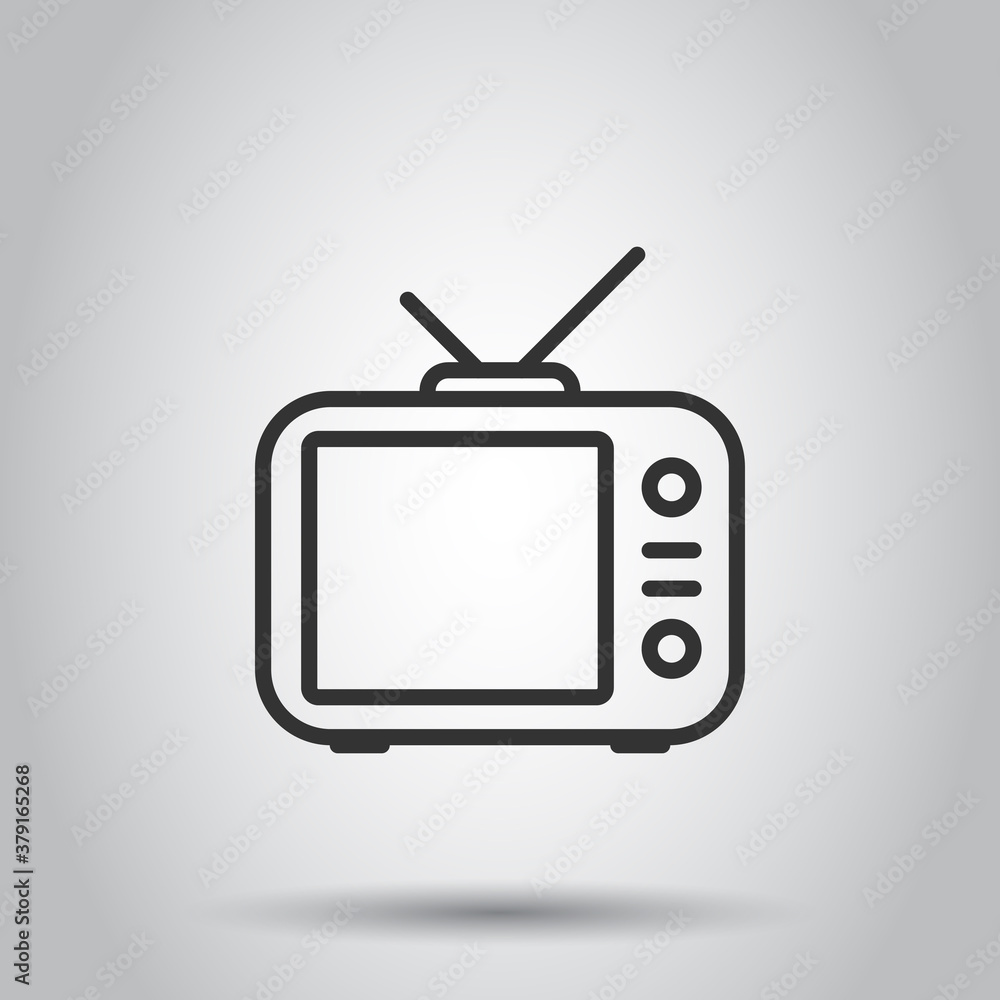 Tv icon in flat style. Television sign vector illustration on white isolated background. Video channel business concept. Tv icon in flat style. Television sign vector illustration on white isolated background. Video channel business concept.
