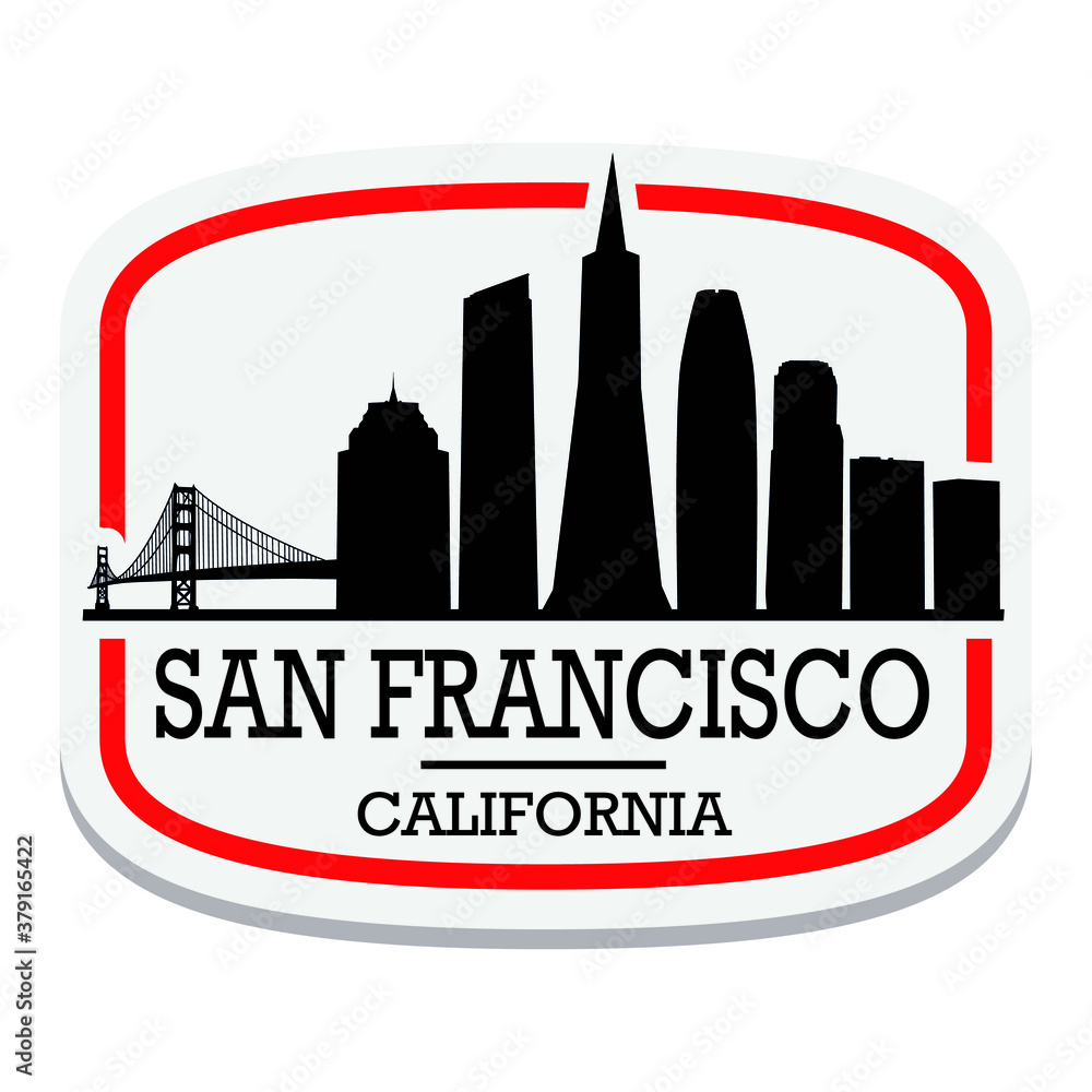 San Francisco California Label Stamp Icon Skyline City Design Tourism.